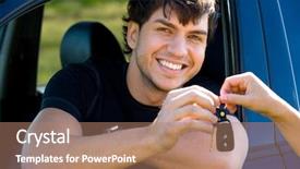  Presentation with lonely man new zealand tourists - Slide deck having successful young happy man showing background and a  colored foreground