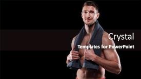  Presentation with isolation - Slide deck featuring successful-young-muscular-shirtless-male background and a dark gray colored foreground