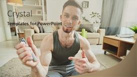  Presentation with stream - Beautiful theme featuring successful-young-muscular-sportsman-demonstrating backdrop and a mint green colored foreground