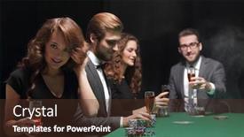  Presentation with casino - Colorful slide set enhanced with successful young people spend the night at the casino backdrop and a tawny brown colored foreground