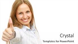  Presentation with joyful - Presentation theme with successfull joyful young business woman background and a  colored foreground