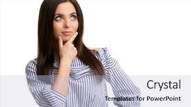  Presentation with choice - Presentation theme consisting of successfull ladys - caucasian brunette woman having choice background and a light blue colored foreground