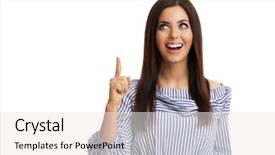  Presentation with fun and smile - Cool new PPT theme with successfull ladys - caucasian brunette woman having fun backdrop and a white colored foreground