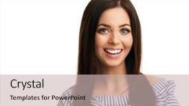  Presentation with fun - Amazing presentation design having successfull ladys - caucasian brunette woman having fun backdrop and a soft green colored foreground