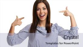  Presentation with fun and smile - Beautiful slide set featuring successfull ladys - caucasian brunette woman having fun backdrop and a  colored foreground