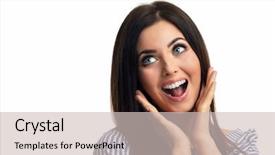  Presentation with fun - Slide set having successfull ladys - caucasian brunette woman having fun background and a  colored foreground