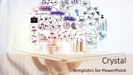  Presentation with strategy plan - Slide set with succession - businessman hands demostrating business strategy background and a lemonade colored foreground
