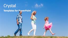  Presentation with daughter - Presentation with succession - family walks on meadow daughter background and a teal colored foreground