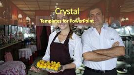  Presentation with waitress - Cool new slides with succession - small business owner backdrop and a tawny brown colored foreground