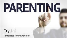  Presentation with parenting - Presentation theme enhanced with family succession - business man pointing to transparent background and a white colored foreground