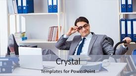  Presentation with newborn baby - Slide set consisting of workplace flexibility - businessman looking after newborn baby background and a light blue colored foreground