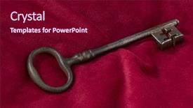  Presentation with red heart key - Audience pleasing PPT theme consisting of family succession - key on red velvet cushions backdrop and a wine colored foreground