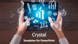  Presentation with hands holding - PPT theme having succsess - caucasian business hands holding tablet background and a tawny brown colored foreground