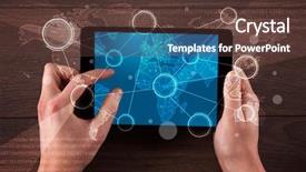  Presentation with hands holding black tablet - Slide set enhanced with succsess - caucasian business hands holding tablet background and a tawny brown colored foreground