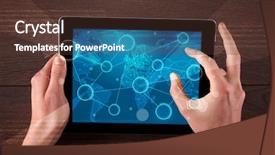  Presentation with hands holding black tablet - Beautiful presentation featuring succsess - caucasian business hands holding tablet backdrop and a  colored foreground