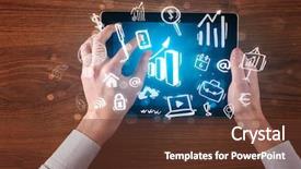  Presentation with hands holding black tablet - Theme consisting of succsess - caucasian business hands holding tablet background and a  colored foreground