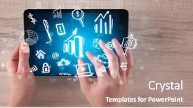  Presentation with holding hands - Cool new presentation design with succsess - caucasian business hands holding tablet backdrop and a coral colored foreground