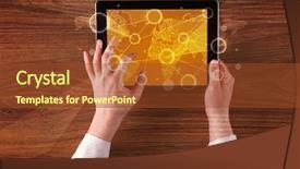  Presentation with hands holding - PPT layouts featuring succsess - caucasian business hands holding tablet background and a  colored foreground