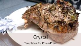  Presentation with succulent - Beautiful presentation theme featuring succulent and juicy roasted leg of lamb with rosemary and garlic backdrop and a coral colored foreground