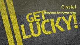  Presentation with road - Slide deck featuring sucess celebration - get lucky written background and a tawny brown colored foreground