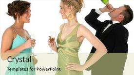  Presentation with two people talking - Presentation consisting of sucess celebration - two beautiful young woman talking background and a soft green colored foreground