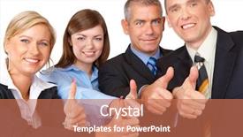  Presentation with group - Theme having sucessfull business group with thumbs background and a  colored foreground