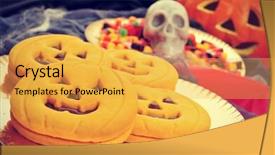  Presentation with cookies and candy - Presentation consisting of such as a skull cobweb background and a yellow colored foreground