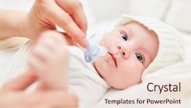  Presentation with newborn baby - Presentation featuring sucking - adult person gives newborn baby background and a lemonade colored foreground