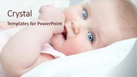  Presentation with cute baby - Cool new slide deck with sucking - cute baby sucks his thumb backdrop and a lemonade colored foreground