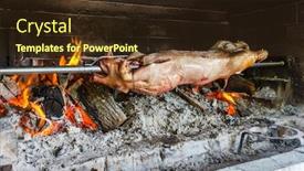  Presentation with pig - Amazing PPT theme having suckling-pig-is-roasted backdrop and a wine colored foreground