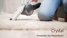  Presentation with room cleaning - Beautiful presentation design featuring suction - housewife cleaning fluffy carpet backdrop and a lemonade colored foreground