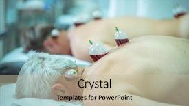  Presentation with body - PPT theme consisting of suction - man taking cupping therapy background and a mint green colored foreground