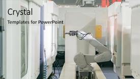  Presentation with robotic arm - PPT theme consisting of suction - robotic arm production lines modern background and a light gray colored foreground