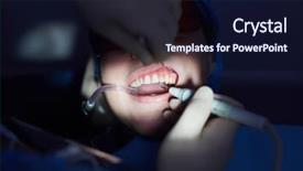  Presentation with odontology teeth - PPT theme consisting of suctioning procedure - dentist makes ultrasonic cleaning background and a wine colored foreground