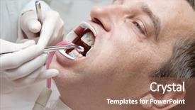  Presentation with teeth whitening - PPT theme featuring suctioning procedure - man during teeth whitening process background and a violet colored foreground