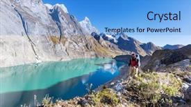  Presentation with hiking - Cool new slide deck with sudamerica - hiking scene in cordillera mountains backdrop and a light blue colored foreground