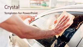  Presentation with hand washing - Amazing PPT layouts having suds - male hand with tool backdrop and a lemonade colored foreground