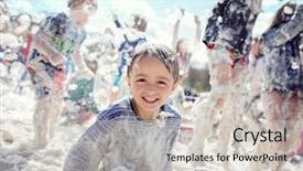  Presentation with summer party - Presentation theme having suds at a summer foam background and a lemonade colored foreground