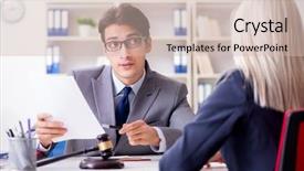  Presentation with lawyer client - PPT layouts with sueing - lawyer discussing legal case background and a soft green colored foreground