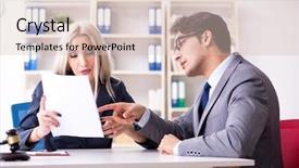  Presentation with lawyer client - Beautiful PPT theme featuring sueing - lawyer discussing legal case backdrop and a lemonade colored foreground