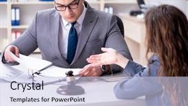  Presentation with lawyer client - PPT theme consisting of sueing - lawyer discussing legal case background and a  colored foreground