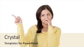  Presentation with smell - Colorful PPT theme enhanced with sueing - portrait of a young woman backdrop and a blonde colored foreground