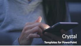  Presentation with mobile use - Cool new presentation theme with sueing - woman use of mobile phone backdrop and a  colored foreground