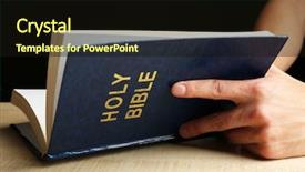  Presentation with hands on bible - Presentation theme having suergons - male hands with bible background and a wine colored foreground