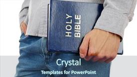  Presentation with bible - Beautiful presentation theme featuring suergons - man holding bible isolated backdrop and a ocean colored foreground