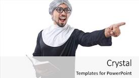  Presentation with nun - Theme featuring suergons - man wearing nun costume isolated background and a white colored foreground
