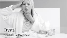  Presentation with common cold - PPT theme consisting of suffering from headache and cold background and a light gray colored foreground