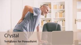  Presentation with low back - Presentation enhanced with suffering from low back pain background and a soft green colored foreground