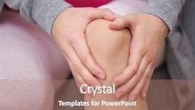  Presentation with knee pain - PPT theme enhanced with young woman suffering from pain background and a coral colored foreground