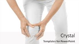  Presentation with knee pain - Audience pleasing presentation theme consisting of elderly woman suffering from pain backdrop and a light gray colored foreground